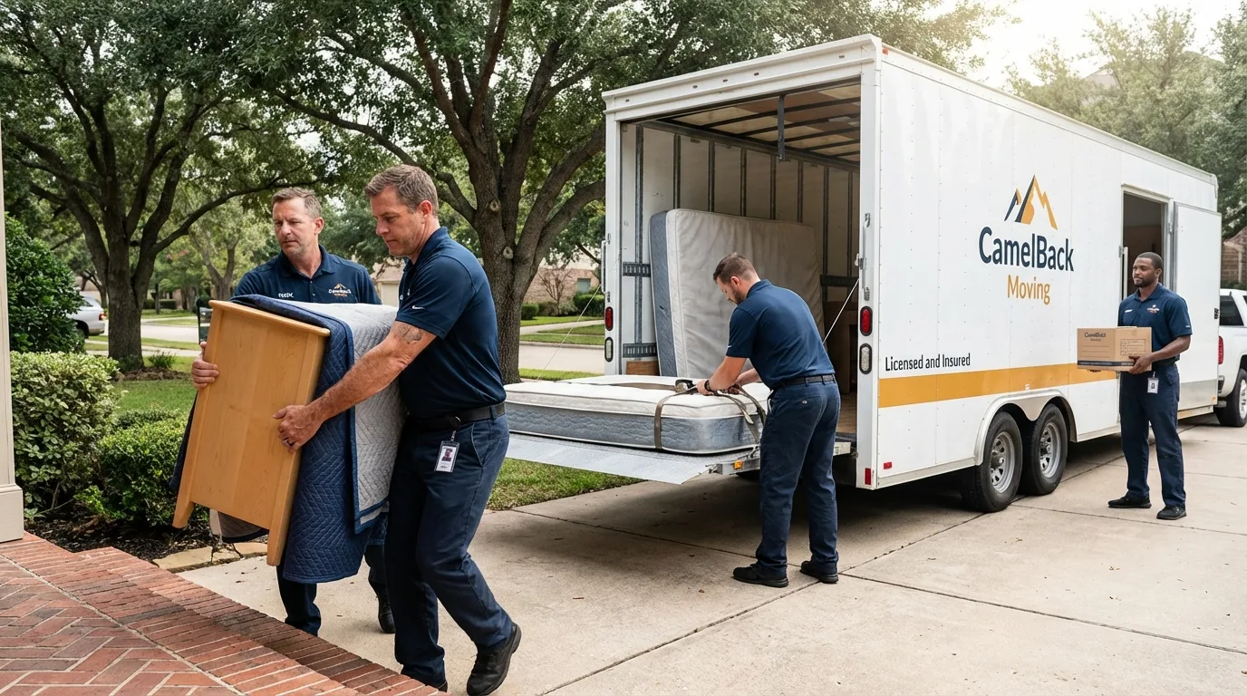 Crew loading residential truck for cross-state move from Oberlin, KS