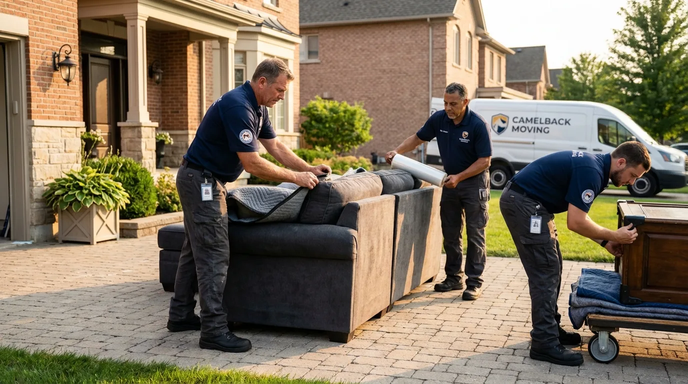 Large estate moving crew wrapping furniture in Oberlin, KS
